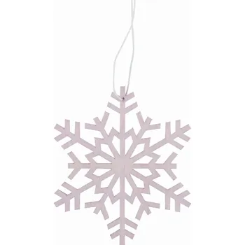 Vánoční dekorace Vločka dřevěná na zavěšení růžová 10 cm