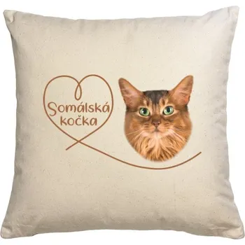 Polštář Polštář bavlněný s potiskem Somálská kočka