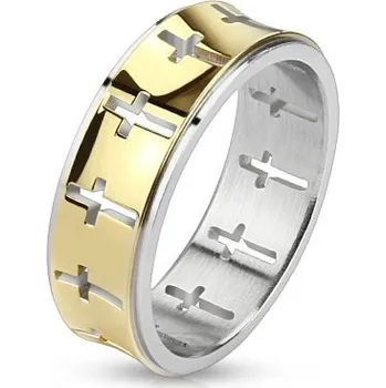 Prsten Prsten z chirurgické oceli s křížkem