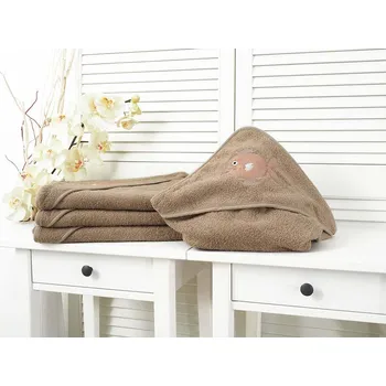 B.E.S. Petrovice Hnědá froté dětská osuška s kapucí 90x100 cm