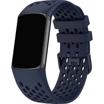 Příslušenství k chytrým hodinkám eses Silikonový řemínek dírkovaný pro Fitbit Charge 5 - Tmavě modrý