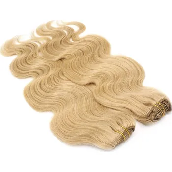 Příčesek Deluxe clip in vlasy vlnité 100% lidské REMY 50cm - přírodní blond