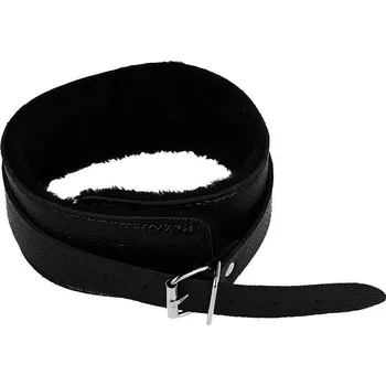 LOLO černý obojek s kožíškem a vodítkem