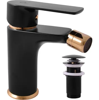 Bidetová baterie RAV SLEZÁK Vltava s clic-clacem černá matná/zlato VT445.0KCMATZ