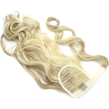 Příčesek Clip culík / cop ze 100% japonského kanekalonu 60cm vlnitý - platina / světle hnědá