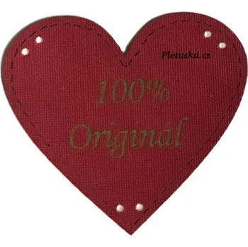 Příze Koženkový štítek srdce červený