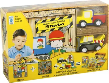 Stavba: Moje malá knížka - Nakladatelství Junior (2018, pevná, box) + puzzle + vozidla a figurky