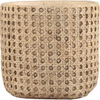 Květináč Hnědý obal na květináč s proutěným vzorem Corte - Ø 18*17cm