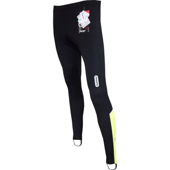 cyklistický dres Cycloschein Cycloschein ART 227 Cyklokalhoty pánské, dlouhé, pas, ab vložka, černé se žlutým lampasem - 170