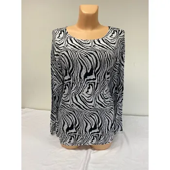 Dámská tunika Halenka ZEBŘÍ XXL, Barva Bílošedá, Velikost XXL50, Rukáv Dlouhý rukáv