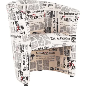 Křeslo Tempo Kondela Klubové křeslo, látka vzor noviny, CUBA