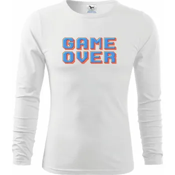 Pánské oblečení Game over - arcade napis - Triko s dlouhým rukávem FIT-T long sleeve - M ( Bílá )