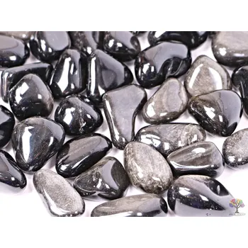 Přírodní kámen Magieprirody.cz Tromlovaný kámen Obsidián stříbrný L velikost 25 - 40 mm - USA #184 Množství: 500g