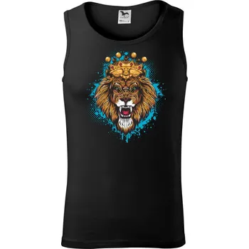 Lev kreslený s korunou - Tílko pánské Core - M ( Černá )