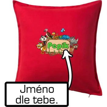 Polštář Zvířátka a jméno - Polštář 50x50 - 50x50 - Pouze potah ( Červená )