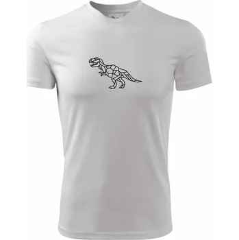 Tyranosaurus geometrie - Dětské triko sportovní (dresovina) - 146 cm/10 let ( Bílá )
