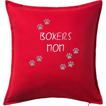 Polštář Boxers mom (Německý boxer) (Reflexní tlapky) - Polštář 50x50 - 50x50 - Včetně výplně ( Červená )