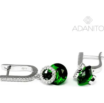 Náušnice Stříbrné visací náušnice se zirkony a zeleným kamenem