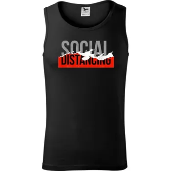 Pánská móda Corona social distancing nápis - Tílko pánské Core - L ( Černá )