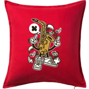 Polštář Saxofonář - Polštář 50x50 - 50x50 - Včetně výplně ( Červená )