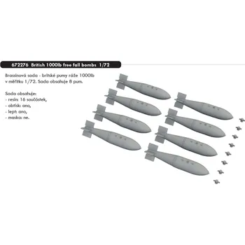 Volný čas Eduard 1/72 British 1000lb free fall bombs