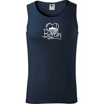 Berlin Love nápis - Tílko pánské Core - S ( Námořní modrá (velmi tmavá - téměř černá) )