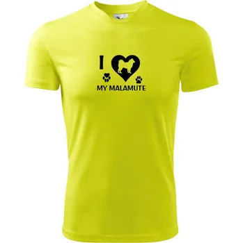 I Love My Malamute - Dětské triko sportovní (dresovina) - 146 cm/10 let ( Neonově žlutá )