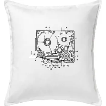 Polštář Nákres kotoučový přehrávač - Polštář 50x50 - 50x50 - Pouze potah ( Bílá )