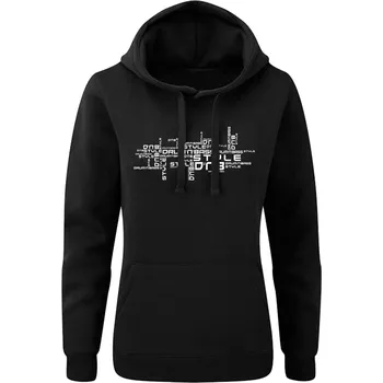 Dámská mikina Dámská mikina s kapucí D'n'B Words Velikost: XS, Barva: Černá
