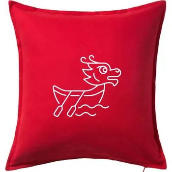 Polštář Dračí loď jednoduchá - Polštář 50x50 - 50x50 - Včetně výplně ( Červená )