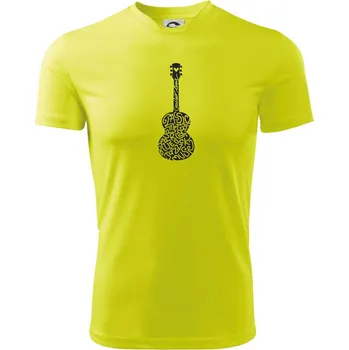 Chlapecké tričko Kytara - názvy hudebních stylů - Dětské triko sportovní (dresovina) - 146 cm/10 let ( Neonově žlutá )