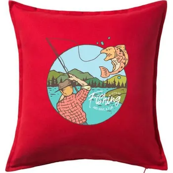 Polštář Fishing ovál - Polštář 50x50 - 50x50 - Pouze potah ( Červená )