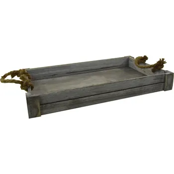 Vingo Podnos šedý dřevěný s lanovými uchy Rozměry (cm): 47x26, v. 6