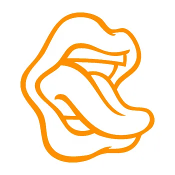 Samolepící dekorace Pusa 003 pravá s vypláznutým jazykem (06 - oranžová) SAMOLEPKA NA AUTO, NÁLEPKA, FÓLIE, POLEP, TUNING, VLASTNÍ TEXT, TISK, AUTOSAMOLEPKY.cz, POLEPY, OBRÁZEK, LOGO, 3D STICKERS