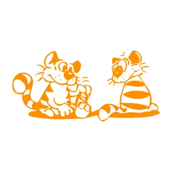 Samolepící dekorace Interiér 010 levá kočičky (06 - oranžová) SAMOLEPKA NA AUTO, NÁLEPKA, FÓLIE, POLEP, TUNING, VLASTNÍ TEXT, TISK, AUTOSAMOLEPKY.cz, POLEPY, OBRÁZEK, LOGO, 3D STICKERS