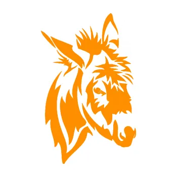 Samolepící dekorace SAMOLEPKA Osel 004 pravá (06 - oranžová) NA AUTO, NÁLEPKA, FÓLIE, POLEP, TUNING, VLASTNÍ TEXT, TISK, AUTOSAMOLEPKY.cz, POLEPY, OBRÁZEK, LOGO, SAMOLEPKY