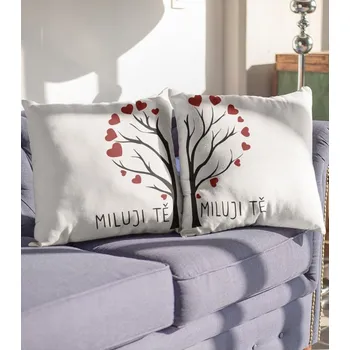 Dekorativní polštářek Polštářky pro zamilované - Miluji tě, Barva Bílá, Velikost 40×40 cm, Canvas Dva polštářky Bezvatriko.cz 0928 - DTF/DTG