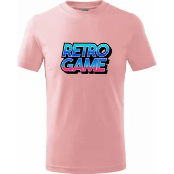Retro game nápis barevný - Tričko dětské bavlněné - 158 cm/12 let ( Růžová )