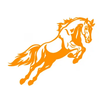 Samolepící dekorace SAMOLEPKA Kůň 050 pravá ve skoku (06 - oranžová) NA AUTO, NÁLEPKA, FÓLIE, POLEP, TUNING, VLASTNÍ TEXT, TISK, AUTOSAMOLEPKY.cz, POLEPY, OBRÁZEK, LOGO, SAMOLEPKY