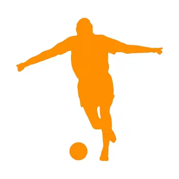 Samolepicí dekorace na vozidlo Fotbalista 015 levá (06 - oranžová) SAMOLEPKA NA AUTO, NÁLEPKA, FÓLIE, POLEP, TUNING, VLASTNÍ TEXT, TISK, AUTOSAMOLEPKY.cz, POLEPY, OBRÁZEK, LOGO, 3D STICKERS