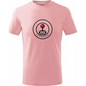 Gamer - let's play kulatý - Tričko dětské bavlněné - 146 cm/10 let ( Růžová )