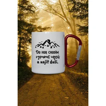 Termohrnek Termohrnek Do hor chodím Hrnek: Termohrnek s karabínkou- bílý