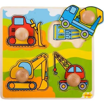 Puzzle Bigjigs Toys Vkládací puzzle stavební stroje