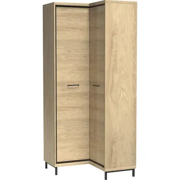 Šatní skříň MEDIOLAN | šatní skříň M-14 rohová | 84,7x102 cm | + KOVOVÉ NOZIČKY | natural hikora