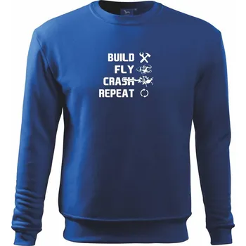 Pánská mikina Dron Build fly crash repeat - Mikina Essential pánská - 2XL ( Královská modrá )