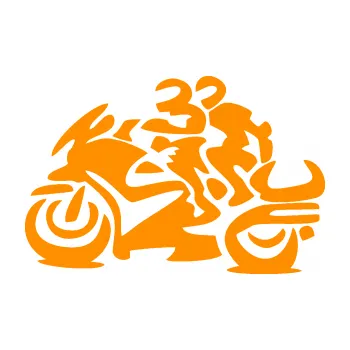Samolepící dekorace Motorkář 009 levá se spolujezdcem (06 - oranžová) SAMOLEPKA NA AUTO, NÁLEPKA, FÓLIE, POLEP, TUNING, VLASTNÍ TEXT, TISK, AUTOSAMOLEPKY.cz, POLEPY, OBRÁZEK, LOGO, 3D STICKERS