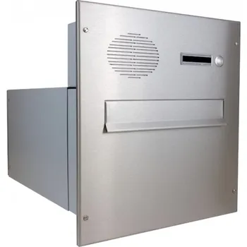 Poštovní schránka 1x poštovní schránka B-242 k zazdění do sloupku + čelní deska s 1x zvonkem a HM TESLA - NEREZ / šedá