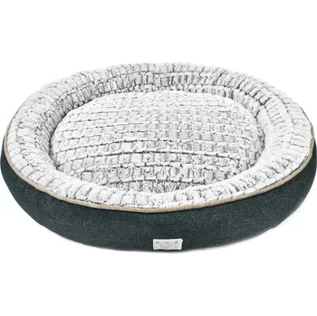 Pelíšek pro psa Oválný tmavě zelený psí pelíšek - 71x71 cm (Tmavě zelený oválný pelech o velikost 71x71 cm. Okraj pelechu je látkový, vnitřní okraj a polštář z příjemné umělé kožešiny. Dno pelechu je vyrobené z protiskluzového materiálu. Pelech je snadno pratelný.)