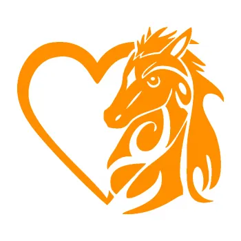 Samolepící dekorace Koník love 001 pravá hříbátko v srdíčku (06 - oranžová) SAMOLEPKA NA AUTO, NÁLEPKA, FÓLIE, POLEP, TUNING, VLASTNÍ TEXT, TISK, AUTOSAMOLEPKY.cz, POLEPY, OBRÁZEK, LOGO, 3D STICKERS