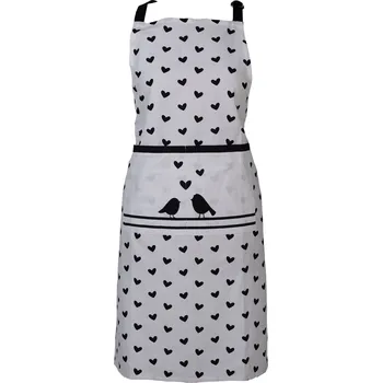 Kuchyňská zástěra Bílá bavlněná zástěra s ptáčky Love Birds - 70*85 cm